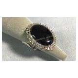 Size 4.5 Sterling, Onyx & Marcasite Ring 20