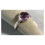 Size 7.25 Sterling & Amethyst Ring