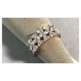 Size 8.5 Sterling Silver & Cubic Zirconia Ring