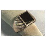 Size 11.5 Sterling Silver & Onyx Men
