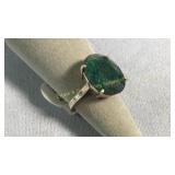 Size 8 Sterling & Emerald Ring