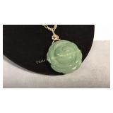 Aventurine Rose Pendant w/ 24in Sterling Chain
