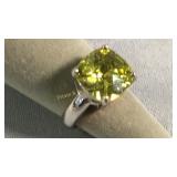 Size 8.25 Sterling & Yellow Cubic Zirconia