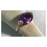 Size 10.25 Sterling & Purple Spinel Ring