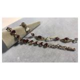 2 Sterling Crystal & Garnet Bracelets