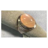 Size 6 Peach Moonstone & Sterling Ring
