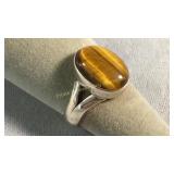 Size 9 Tigers Eye & Sterling Ring