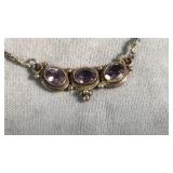 Amethyst & Sterling Necklace 14.5 in.