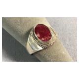 Adjustable Ruby & Sterling Ring
