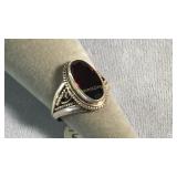 Size 7.5 Sterling & Garnet Ring