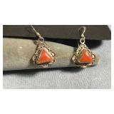 Sterling Silver & Coral Earrings