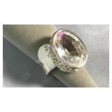 Size 7.5 Sterling & Quartz Ring