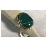 Size 8 Green Onyx & Sterling Ring