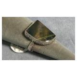 Size 8.75 Sterling Silver Agate Ring