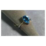 Size 8.5 Sterling Silver & Blue Cubic Zirconia