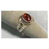 Size 6.5 Sterling Silver & Garnet Ring