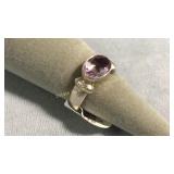 Size 7.5 Sterling Silver & Amethyst Ring