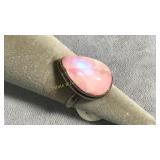 Size 5 Pink Rainbow Moonstone Ring