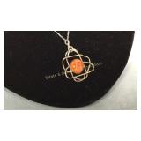Sterling Silver & Orange Banded Agate Pendant