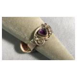 Size 7.5 Sterling Silver & Amethyst Ring
