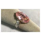 Size 8.75 Sterling Silver Pink Cubic Zirconia Ring