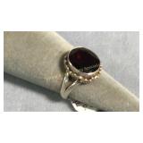 Size 6.5 Sterling Silver & Garnet Ring