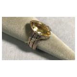 Size 6.75 Sterling Silver & Citrine Ring