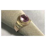 Size 7.5 Sterling Silver & Amethyst Ring