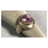 Size 6.75 Sterling Silver & Amethyst Ring