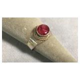Size 7.75 Sterling Silver & Ruby Ring