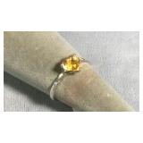 Size 9.5 Sterling Silver & Citrine Ring