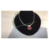 Sterling Silver & Blood Coral Pendant