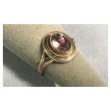 Size 7.5 Sterling Silver & Amethyst Ring