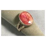 Size 8.75 Sterling Silver & Ruby Ring