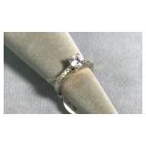 Size 8.5 Sterling Silver & Cubic Zirconia Ring
