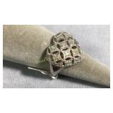 Size 7.5 Sterling Silver & Emerald Ring