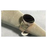 Adjustable Sterling Silver & Garnet Ring