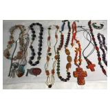14 Carnelian Amethyst Lucite Beaded Jewelry
