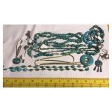 Large Lot Of Various Turquoise Necklaces Ring+