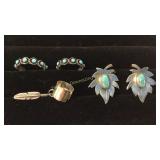 2 Pair Turquoise Earrings & Ear Cuff