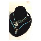 2 Silver & Turquoise Bead Necklaces