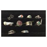 Size 3 & 4 Silver Rings With Various Stones