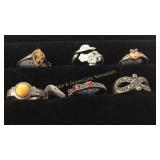 Size 8 Silver & Stone Rings
