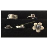 Size 5 Sterling Silver Rings Garnet Pearl