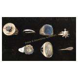 Size 9 Silver Rings Mixed Stones