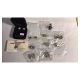 Pierced Earrings Silver & Misc Stone