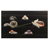 Size 9 Silver Rings Misc Stones