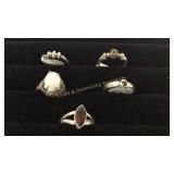 Size 7 Sterling Silver Rings Mixed Stones