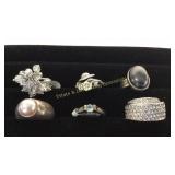 Size 7 Silver Rings Mixed Stones