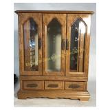 Wood & Etched Glass Jewelry Case